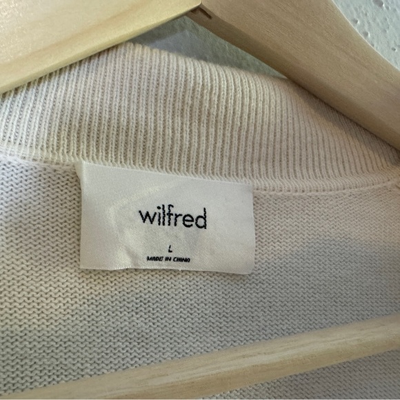 Wilfred Clara Sweater Large Light Birch Ivory Polo Merino Wool Cotton Aritzia - Picture 5 of 14